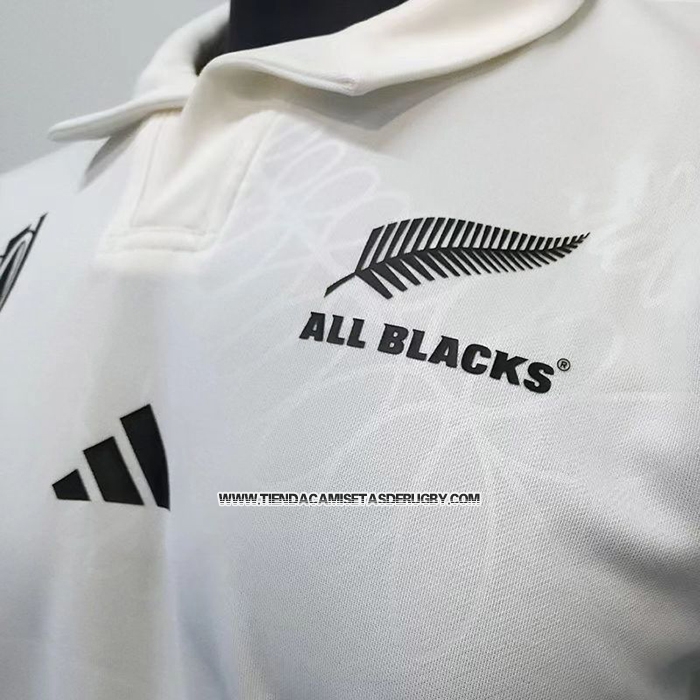 Camiseta Nueva Zelandia All Blacks Rugby 2023 World Cup Segunda